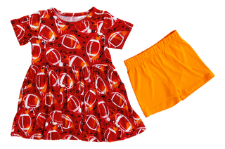 Graffiti Football Peplum Set: Red & Orange