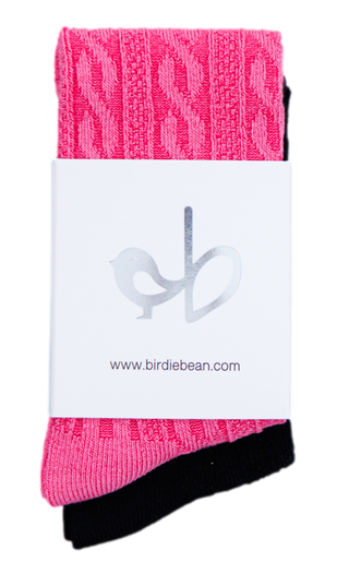 Knee-High Socks Set- BLACK AND PINK