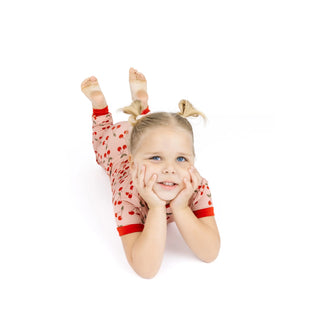 Very Cherry Two-Piece Bamboo Short Sleeve Pajama Kids Pants Set