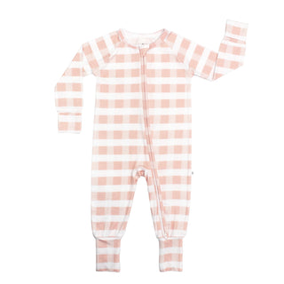 Pink Gingham Bamboo Convertible Footie Romper