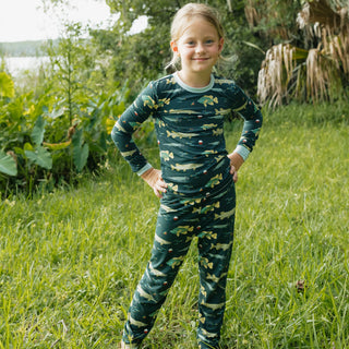 Gone Fishing Two-Piece Bamboo Long Sleeve Pajama Kids Pants Set