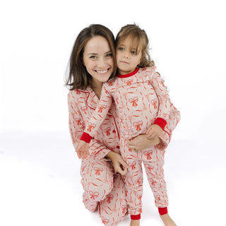 Candy Cane Coquette Bamboo Two-Piece Pajama Set – Kids Christmas Pajamas