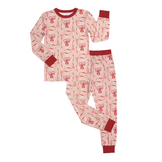 Candy Cane Coquette Bamboo Two-Piece Pajama Set – Kids Christmas Pajamas