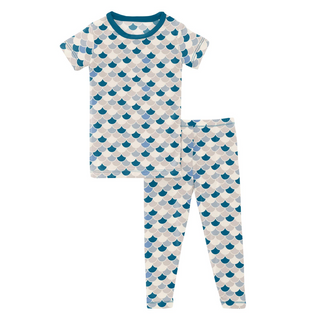 Bamboo Print Short Sleeve Pajama Set: Latte Scales