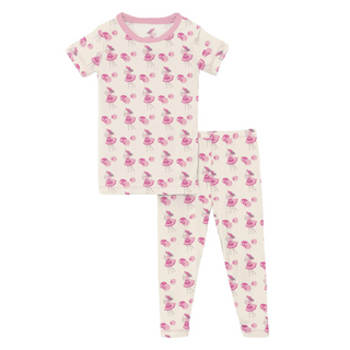 Bamboo Print Short Sleeve Pajama Set: Natural Little Bo Peep