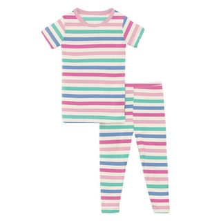 Bamboo Print Short Sleeve Pajama Set: Skip to My Lou Stripe