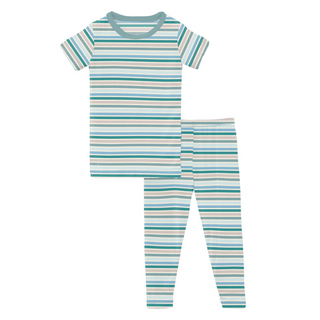 Print Short Sleeve Pajama Set Lakeside Stripe