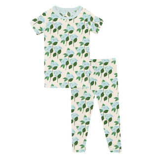 Print Short Sleeve Pajama Set Hydrangea Bouquet