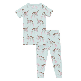 Print Short Sleeve Pajama Set Fresh Air Bird Branch