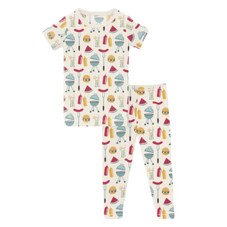 Short Sleeve Pajama Set Natural BBQ