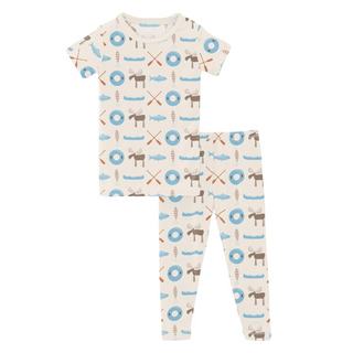 Short Sleeve Pajama Set Natural Lake Life