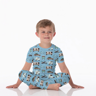 Print Short Sleeve Pajama Set Seaside Blue On the Way