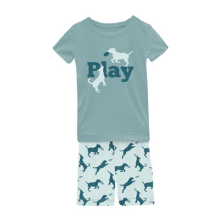 Short Sleeve Graphic Tee Pajama Set with Shorts Fresh Air Frisbee Labs