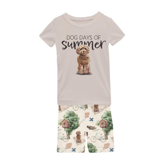 Short Sleeve Graphic Tee Pajama Set with Shorts Natural Tree House