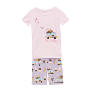 Short Sleeve Graphic Tee Pajama Set with Shorts Thistle Ice Cream Truck