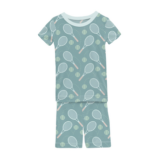 Print Short Sleeve Pajama Set with Shorts Jade Tennis