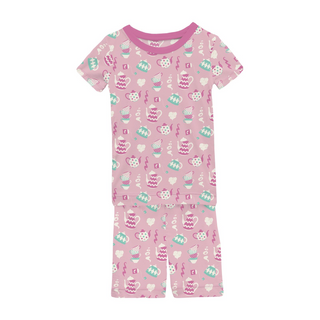 Short Sleeve Bamboo Pajama Set with Shorts: Cake Pop Tea Party