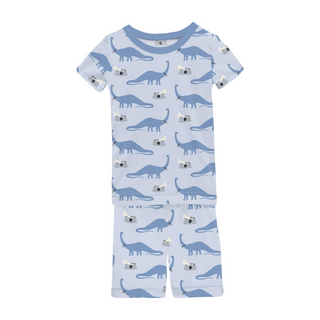 Short Sleeve Bamboo Pajama Set with Shorts: Dew Pet Dino