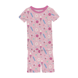 Short Sleeve Pajama Set with Shorts: Cake Pop Candy Dreams