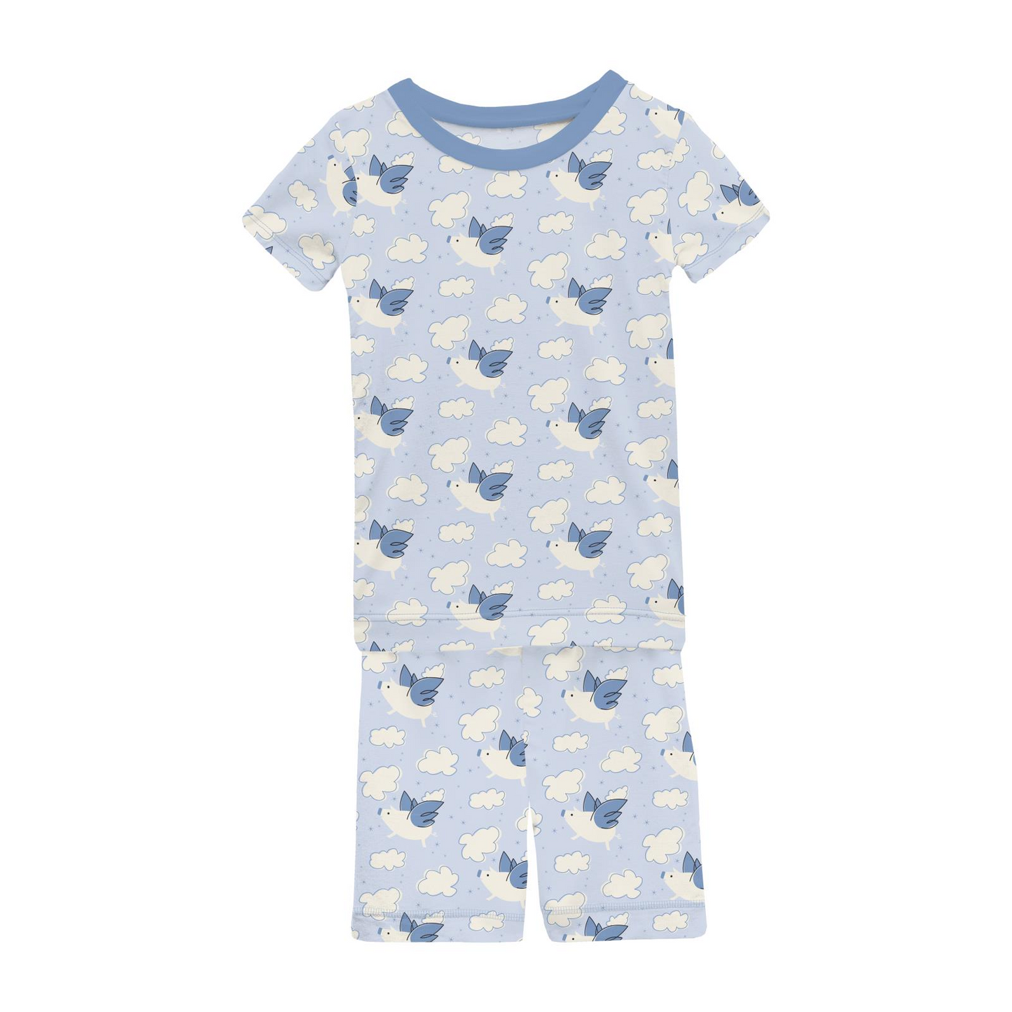 Short Sleeve Pajama Set with Shorts: Dew Flying Pigs
