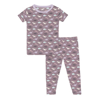 Short Sleeve Pajama Set Elderberry Tiny Dino