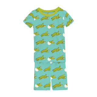 Short Sleeve Pajama Set with Shorts Glass Sea Turtle