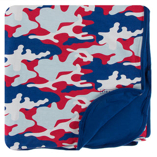 Bamboo Print Toddler Blanket: Red Flag Military