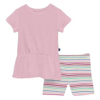 Print Short Sleeve Playtime Outfit Set: Make Believe Stripe