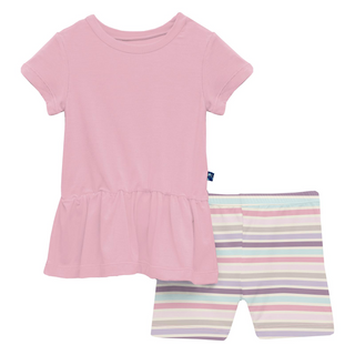 Print Short Sleeve Playtime Outfit Set Ice Cream Stripe