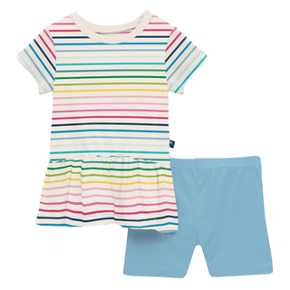 Print Short Sleeve Playtime Outfit Set Happy Stripe