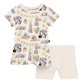 Print Short Sleeve Playtime Outfit Set Natural Egg Hunt