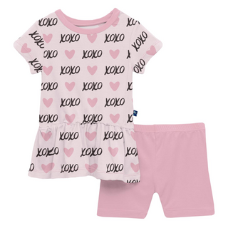 Print Short Sleeve Playtime Outfit Set Shrinking Violet XOXO