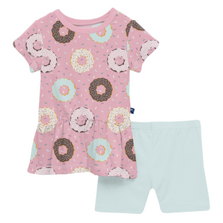 Print Short Sleeve Playtime Outfit Set Cake Pop Donuts and Sprinkles