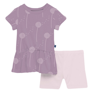 Short Sleeve Playtime Outfit Set Lavender Dandelion Wish