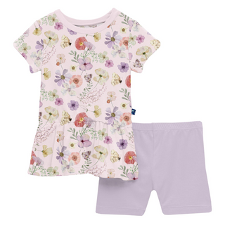 Short Sleeve Playtime Outfit Set Shrinking Violet Pressed Flowers