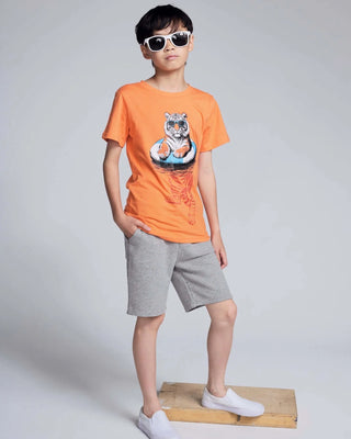 Painted Grey Heather Preston Shorts – Boys Pull-On Shorts with Adjustable Drawstring & Pockets