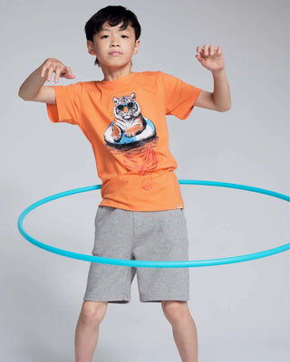 Painted Grey Heather Preston Shorts – Boys Pull-On Shorts with Adjustable Drawstring & Pockets