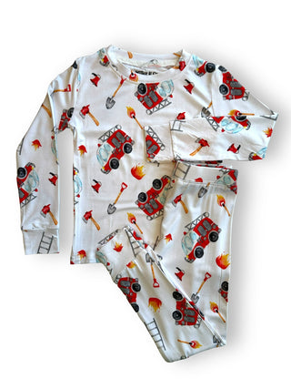 Bamboo Two Piece Pajama Set in Firefighter