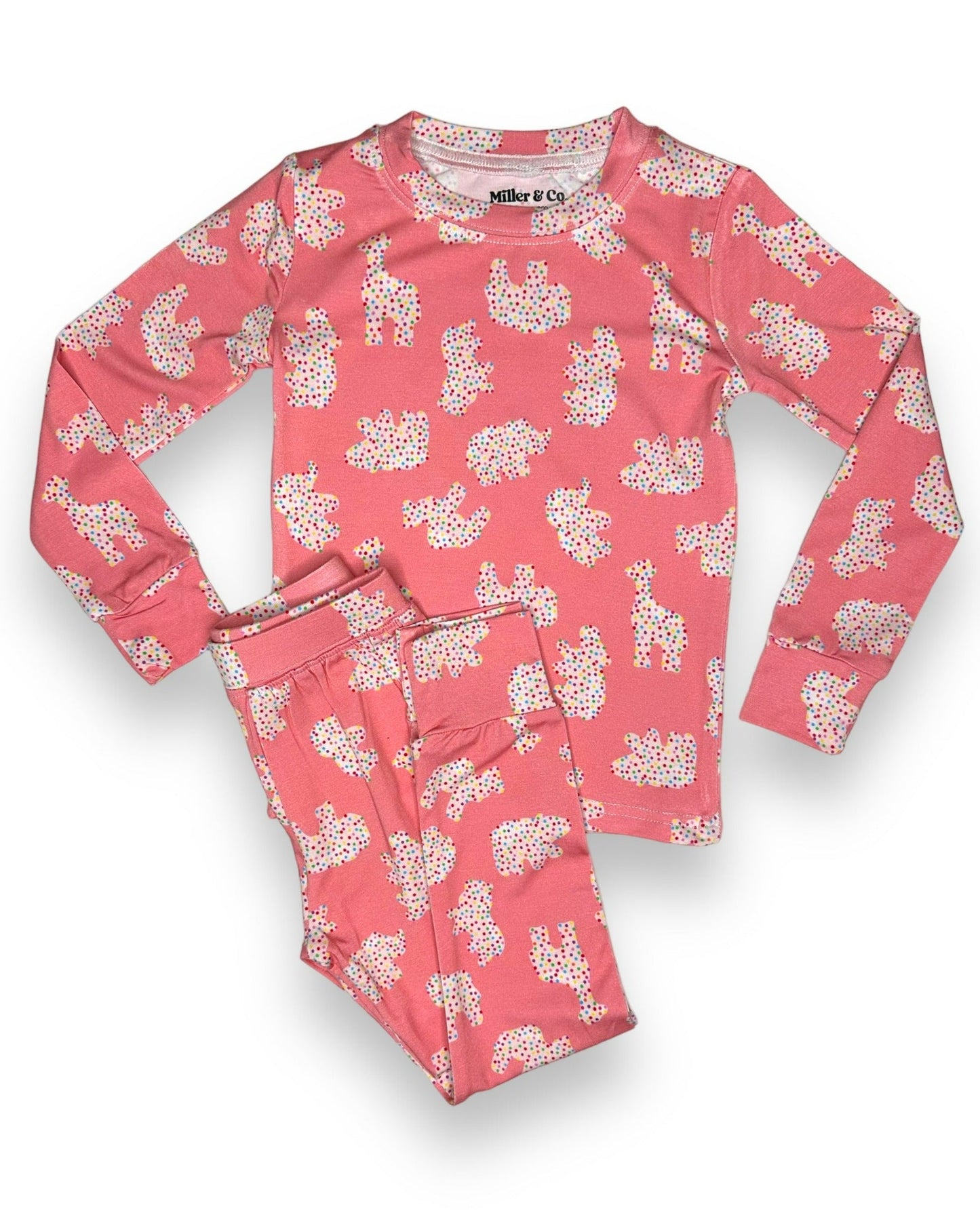 Bamboo Two Piece Pajama Set in Animal Crackers