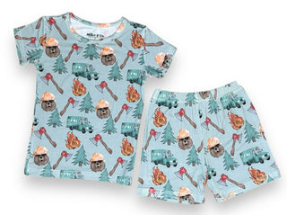 Bamboo Two Piece Short Sleeve & Shorts Pajama Set in Wildland Firefighter