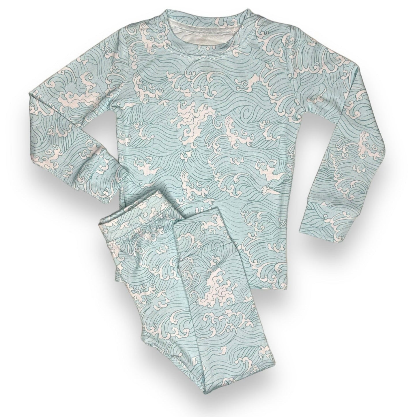 Bamboo Two Piece Pajama Set in Big Wave