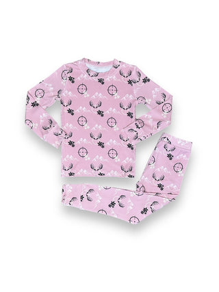 Bamboo Two Piece Pajama Set in Pink Hunter