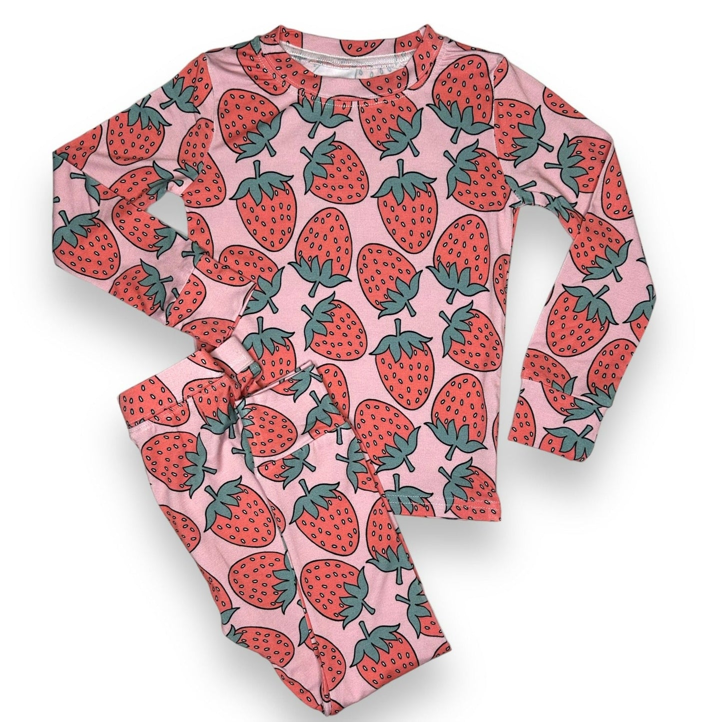 Bamboo Two Piece Pajama Set in Strawberry