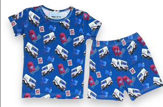 Bamboo Two Piece Short Sleeve & Shorts Pajama Set in Mailman