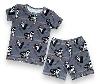 Bamboo Two Piece Short Sleeve & Shorts Pajama Set in Welder