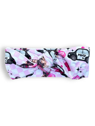 Headband Bow in Pink Police