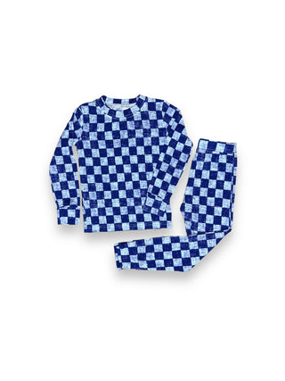 Checkered Police Patrol Bamboo Two Piece Pajama Set