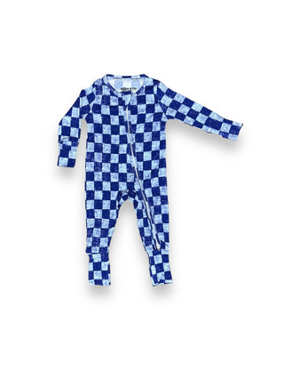 Checkered Police Patrol Bamboo Convertible Footie with 2-Way Zipper