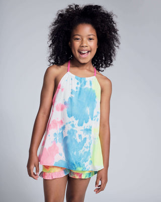 Pink & Blue Tie Dye Sanibel Tank – Girls Colorful Summer Tank Top