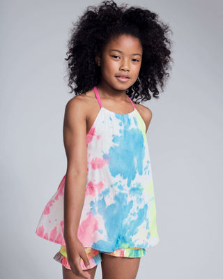 Pink & Blue Tie Dye Sanibel Tank – Girls Colorful Summer Tank Top